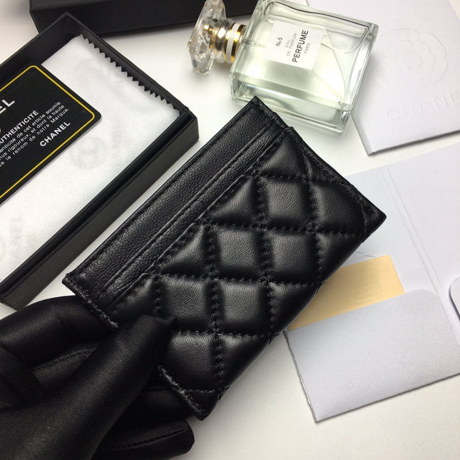 CC BOY CARD HOLDER 11.2 BLACK CALFSKIN GOLD ICON