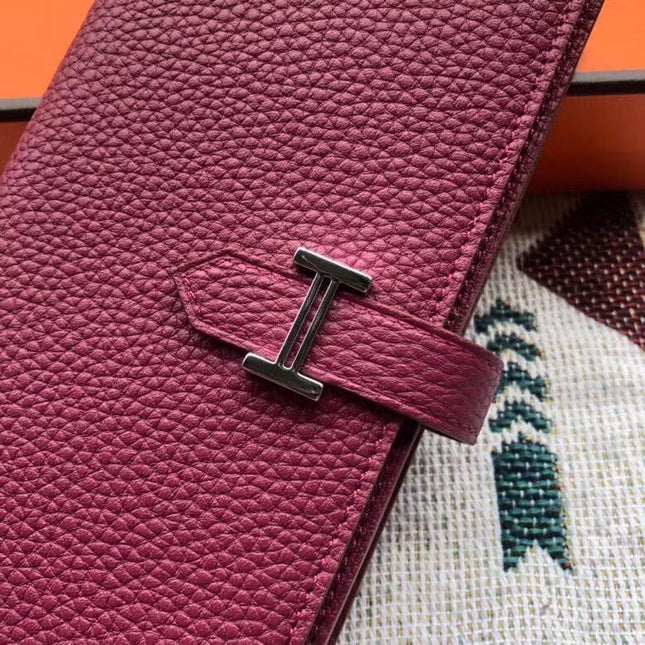 BEARN LONG 17 WALLET IN MAGENTA PURPLE EPSOM LEATHER