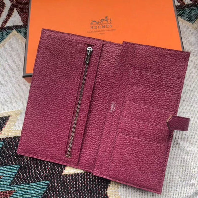 BEARN LONG 17 WALLET IN MAGENTA PURPLE EPSOM LEATHER