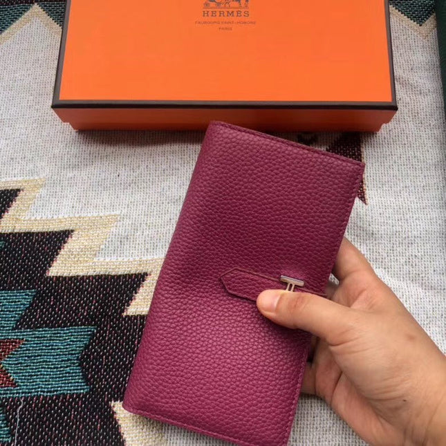 BEARN LONG 17 WALLET IN MAGENTA PURPLE EPSOM LEATHER