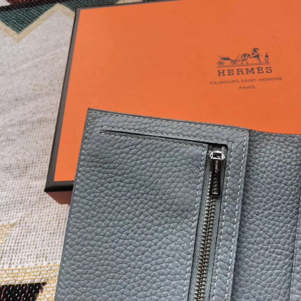 BEARN LONG 17 WALLET IN STONE BLUE EPSOM LEATHER