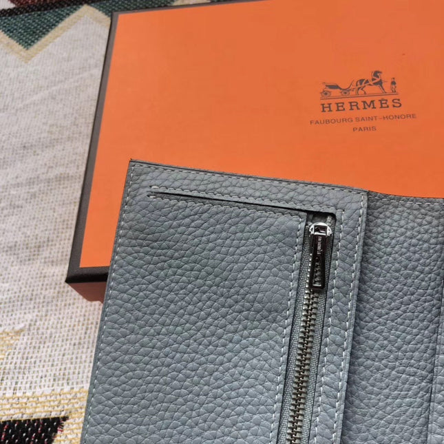 BEARN LONG 17 WALLET IN STONE BLUE EPSOM LEATHER