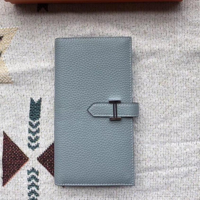 BEARN LONG 17 WALLET IN STONE BLUE EPSOM LEATHER