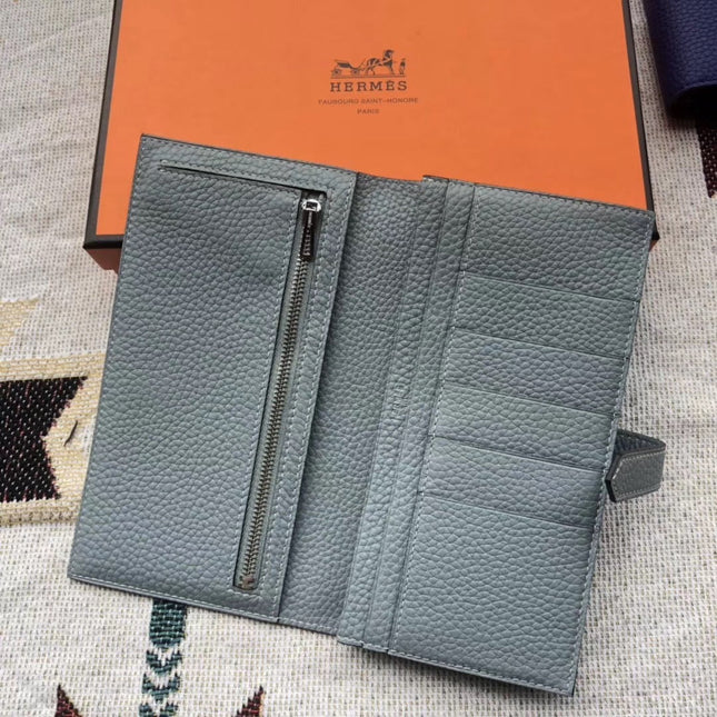 BEARN LONG 17 WALLET IN STONE BLUE EPSOM LEATHER