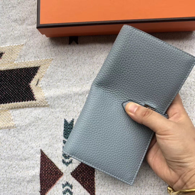 BEARN LONG 17 WALLET IN STONE BLUE EPSOM LEATHER