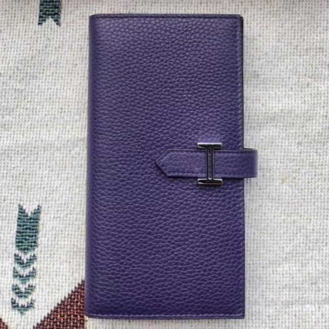BEARN LONG 17 WALLET IN INDIGO PURPLE EPSOM LEATHER