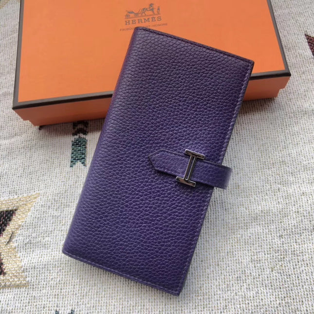 BEARN LONG 17 WALLET IN INDIGO PURPLE EPSOM LEATHER