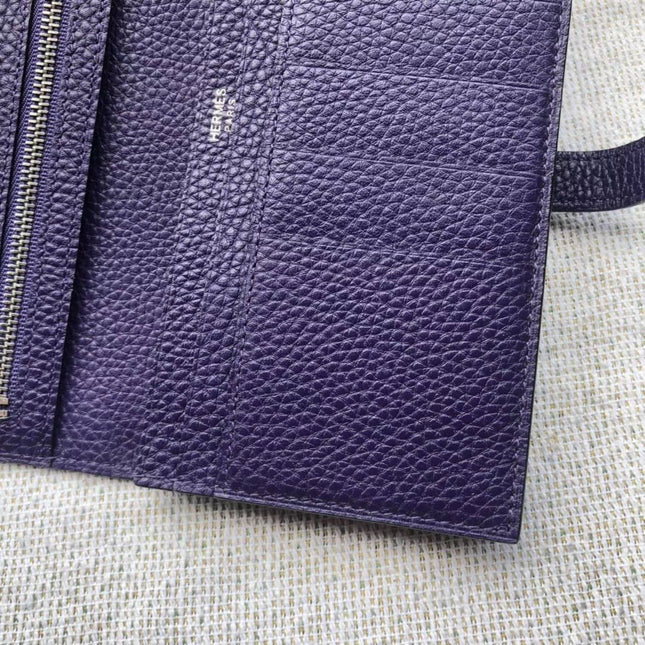BEARN LONG 17 WALLET IN INDIGO PURPLE EPSOM LEATHER