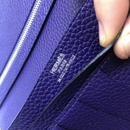 BEARN LONG 17 WALLET IN INDIGO PURPLE EPSOM LEATHER