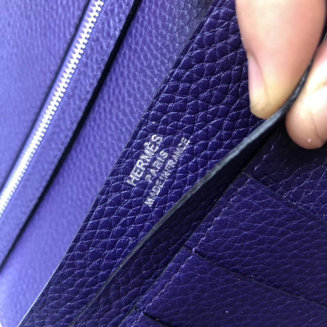BEARN LONG 17 WALLET IN INDIGO PURPLE EPSOM LEATHER