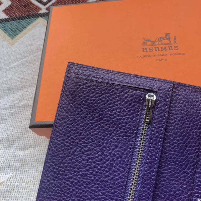 BEARN LONG 17 WALLET IN INDIGO PURPLE EPSOM LEATHER
