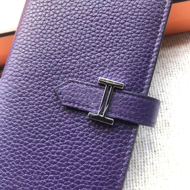BEARN LONG 17 WALLET IN INDIGO PURPLE EPSOM LEATHER