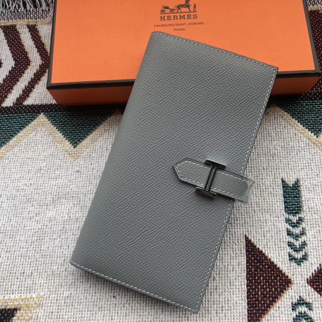 BEARN LONG 17 WALLET IN SHADOW GRAY EPSOM LEATHER