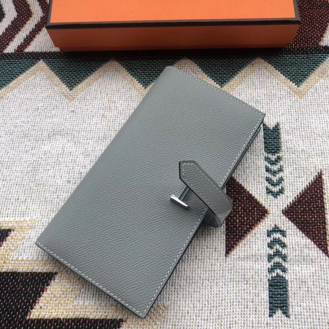 BEARN LONG 17 WALLET IN SHADOW GRAY EPSOM LEATHER