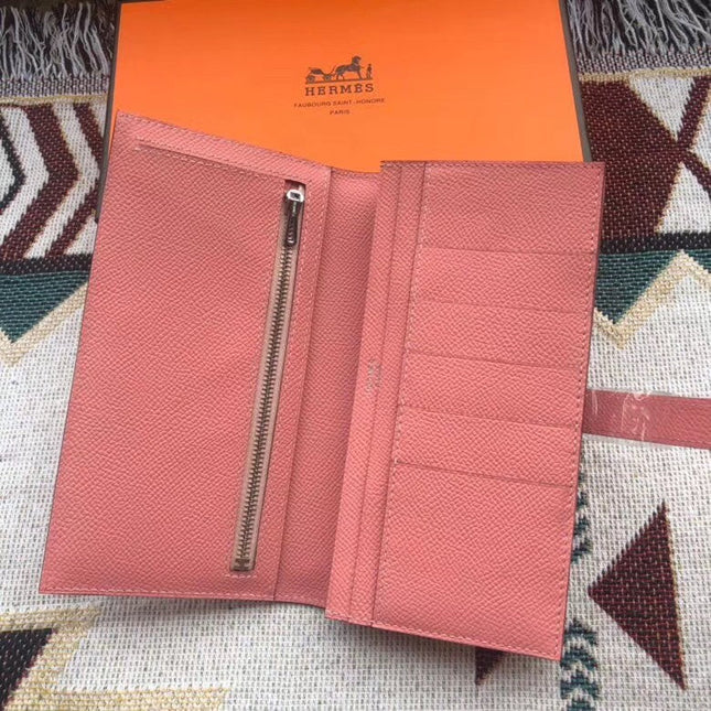 BEARN LONG 17 WALLET IN SALMON PINK EPSOM LEATHER