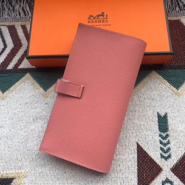 BEARN LONG 17 WALLET IN SALMON PINK EPSOM LEATHER