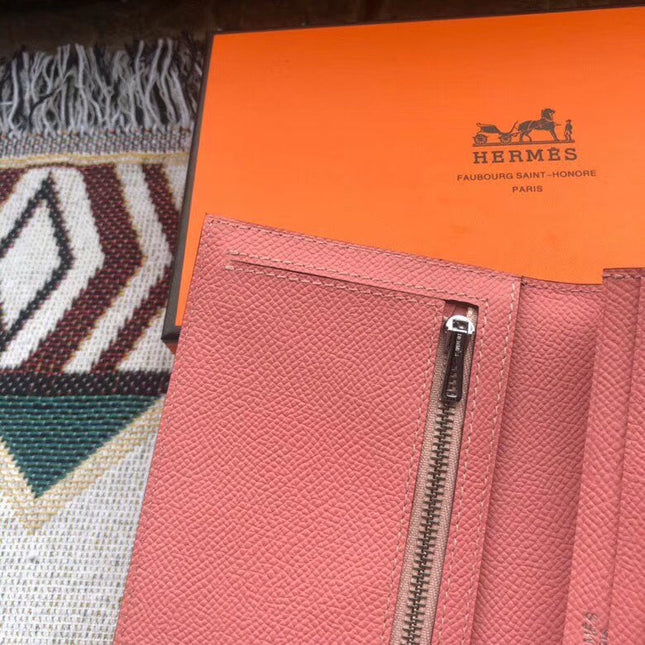 BEARN LONG 17 WALLET IN SALMON PINK EPSOM LEATHER