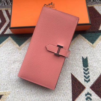 BEARN LONG 17 WALLET IN SALMON PINK EPSOM LEATHER