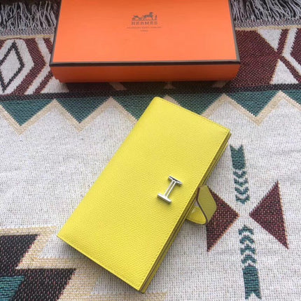 BEARN LONG 17 WALLET IN BRIGHT YELLOW EPSOM LEATHER