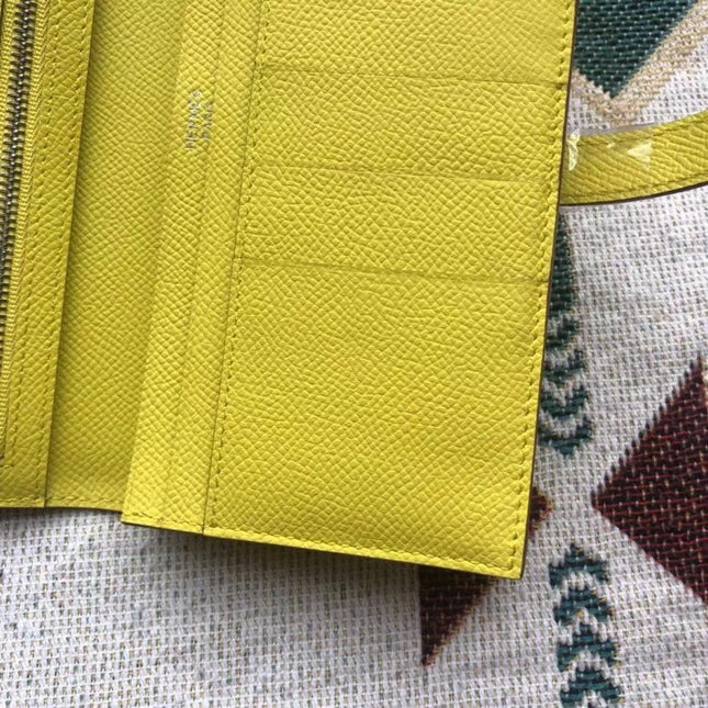 BEARN LONG 17 WALLET IN BRIGHT YELLOW EPSOM LEATHER