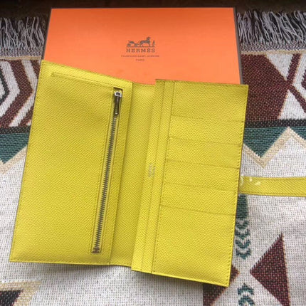 BEARN LONG 17 WALLET IN BRIGHT YELLOW EPSOM LEATHER