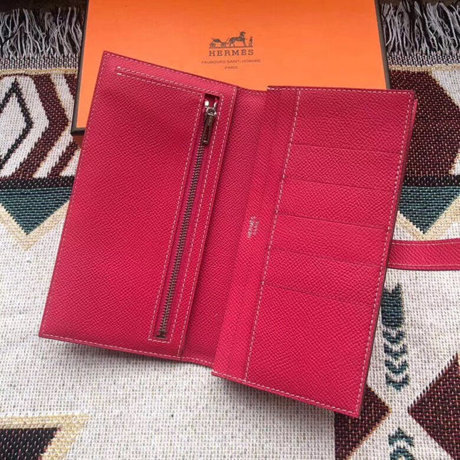 BEARN LONG 17 WALLET IN ROSE RED EPSOM LEATHER
