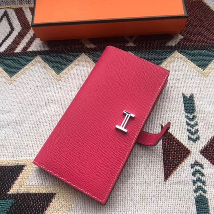 BEARN LONG 17 WALLET IN ROSE RED EPSOM LEATHER