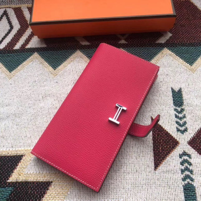 BEARN LONG 17 WALLET IN ROSE RED EPSOM LEATHER