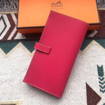 BEARN LONG 17 WALLET IN ROSE RED EPSOM LEATHER