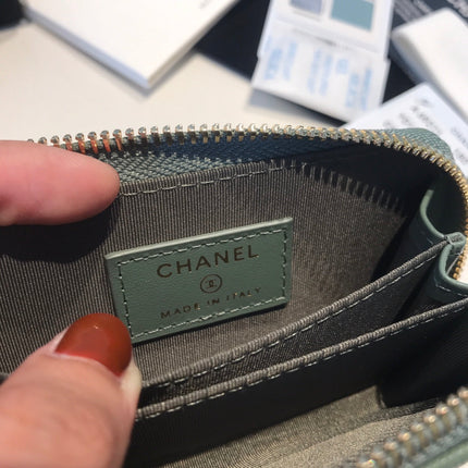 CC ZIPPED COIN BASIC PURSE 11 TURQUOISE CALFSKIN GOLD ICON