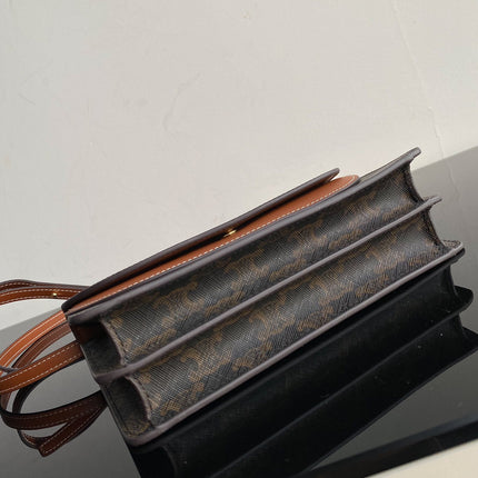 TRIPHOME 20 DOUBLE LAYER MONOGRAM BLACK PATTERN CALFSKIN BAG