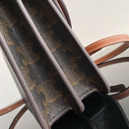 TRIPHOME 20 DOUBLE LAYER MONOGRAM BLACK PATTERN CALFSKIN BAG