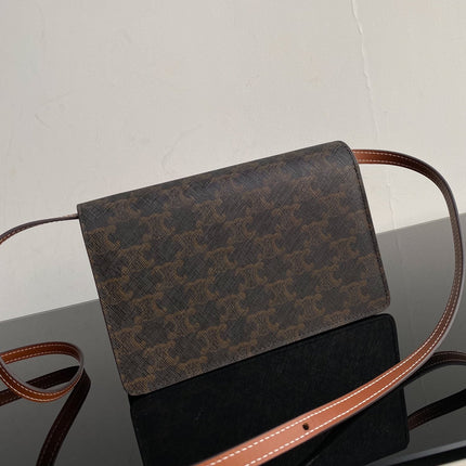 TRIPHOME 20 DOUBLE LAYER MONOGRAM BLACK PATTERN CALFSKIN BAG