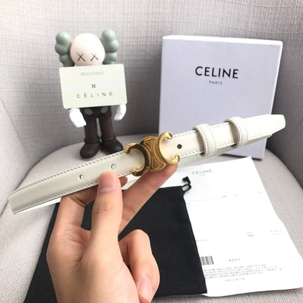 TRIOMPHE BELT IN WHITE CALFSKIN GOLD HARDWARE 567874