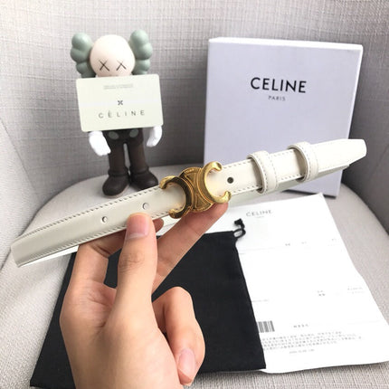 TRIOMPHE BELT IN WHITE CALFSKIN GOLD HARDWARE 567874