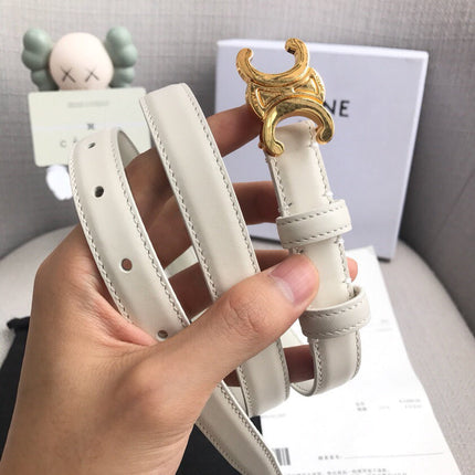 TRIOMPHE BELT IN WHITE CALFSKIN GOLD HARDWARE 567874