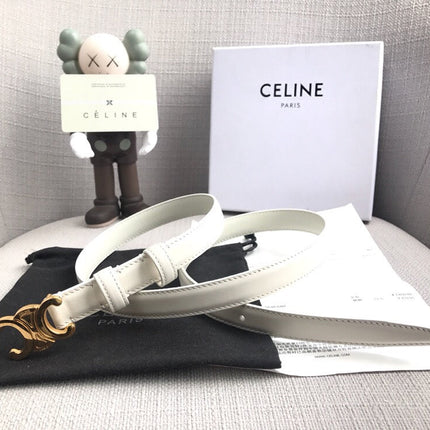 TRIOMPHE BELT IN WHITE CALFSKIN GOLD HARDWARE 567874