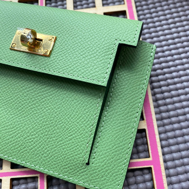 HM Kelly Pocket 13.5 Green Epsom Ghw