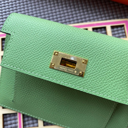 HM Kelly Pocket 13.5 Green Epsom Ghw