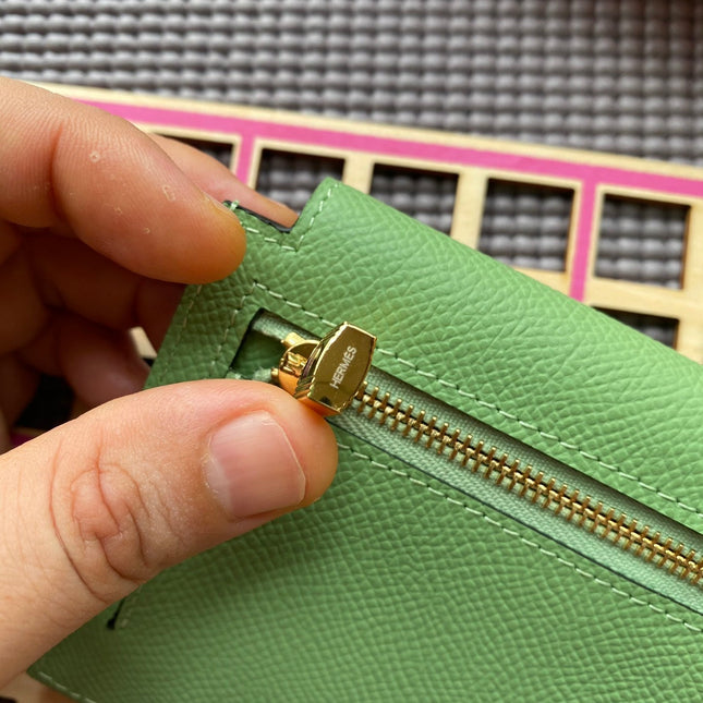 HM Kelly Pocket 13.5 Green Epsom Ghw