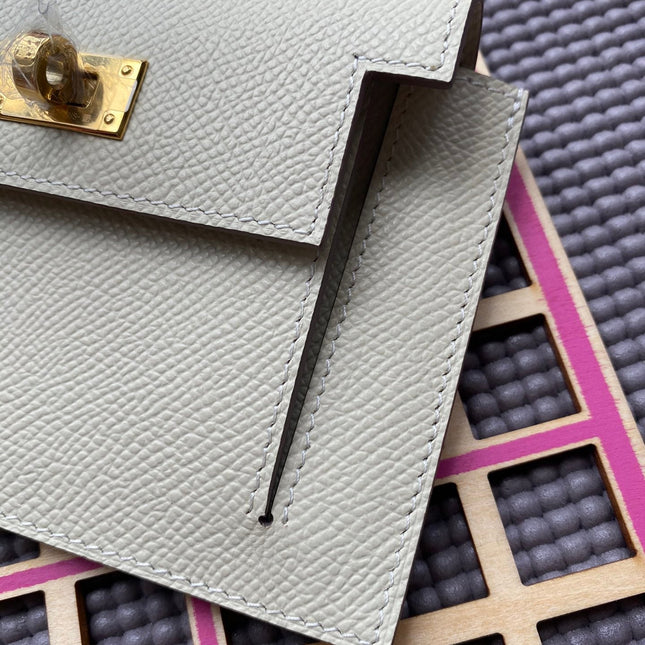 HM Kelly Pocket 13.5 White Epsom Ghw