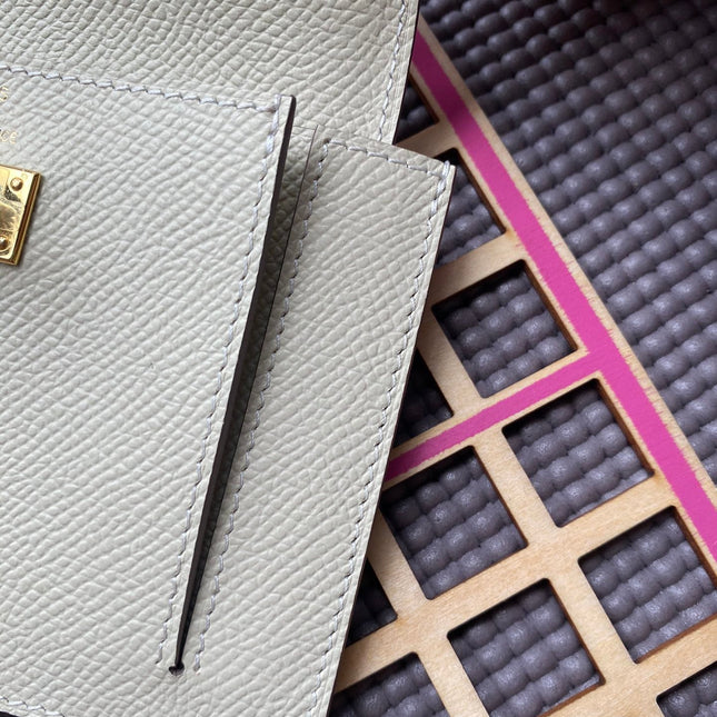 HM Kelly Pocket 13.5 White Epsom Ghw