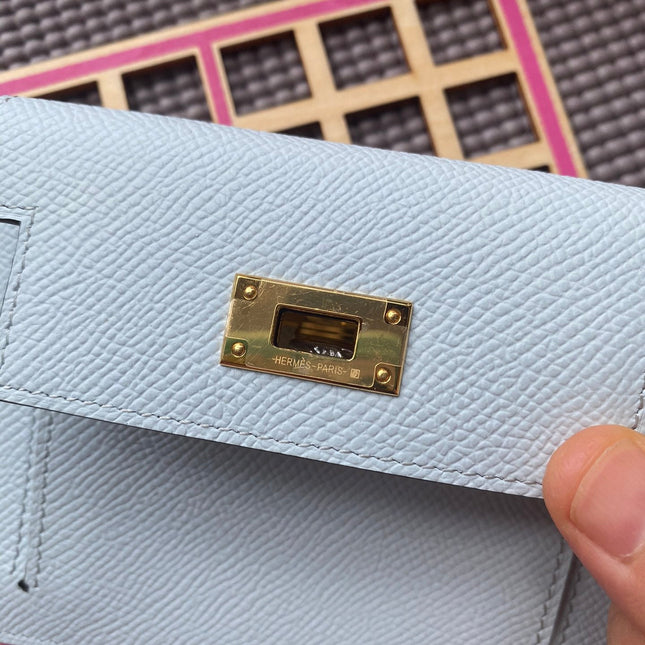 HM Kelly Pocket 13.5 Light Grey Epsom Ghw