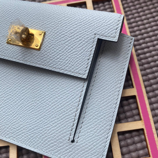 HM Kelly Pocket 13.5 Light Grey Epsom Ghw