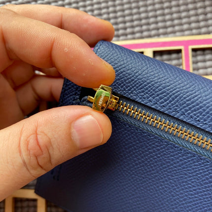 HM Kelly Pocket 13.5 Blue Epsom Ghw