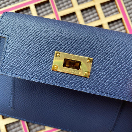 HM Kelly Pocket 13.5 Blue Epsom Ghw