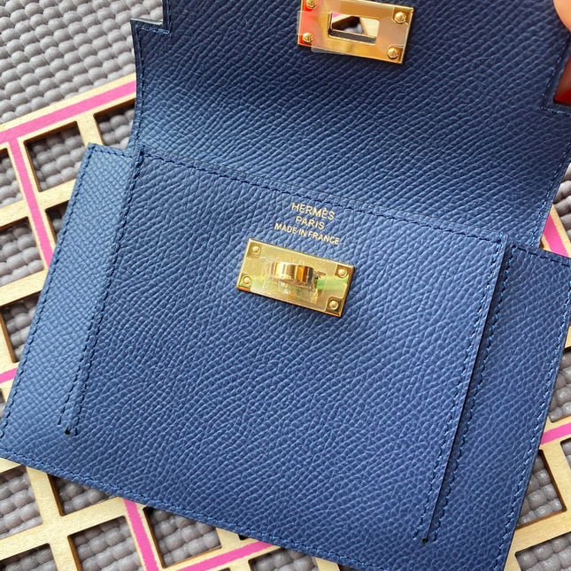 HM Kelly Pocket 13.5 Blue Epsom Ghw