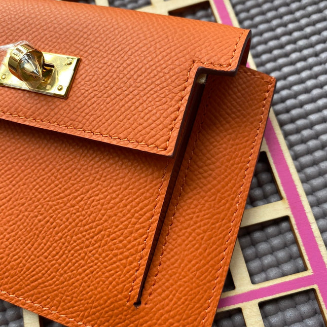 HM Kelly Pocket 13.5 Orange Epsom Ghw