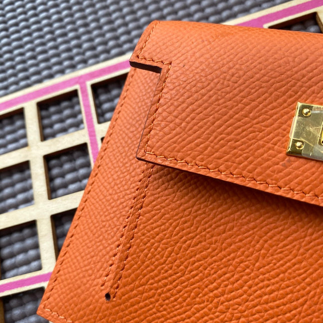 HM Kelly Pocket 13.5 Orange Epsom Ghw