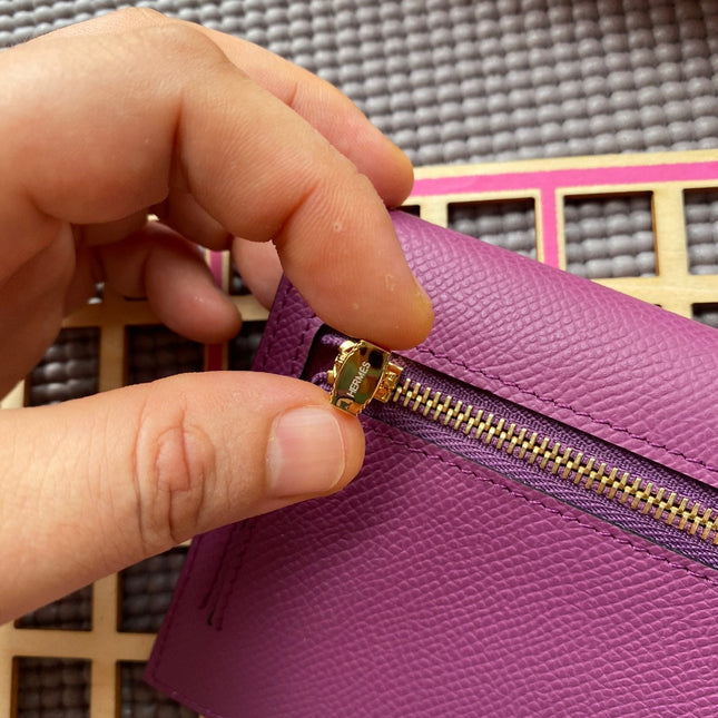 HM Kelly Pocket 13.5 Purple Epsom Ghw